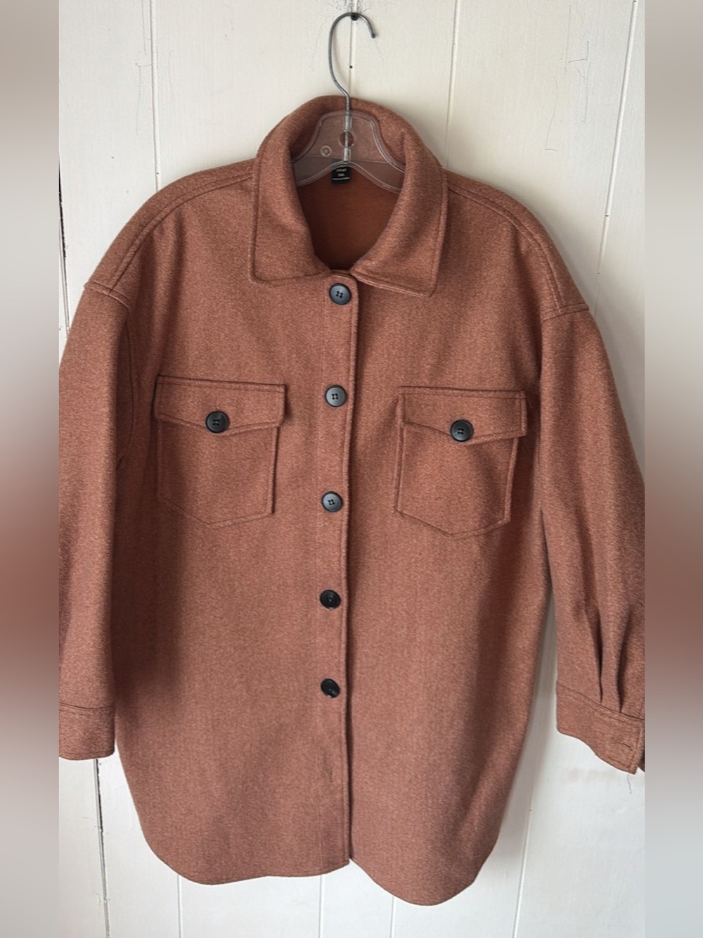 Women's Rust Brown Button-Front Overshirt Shacket
